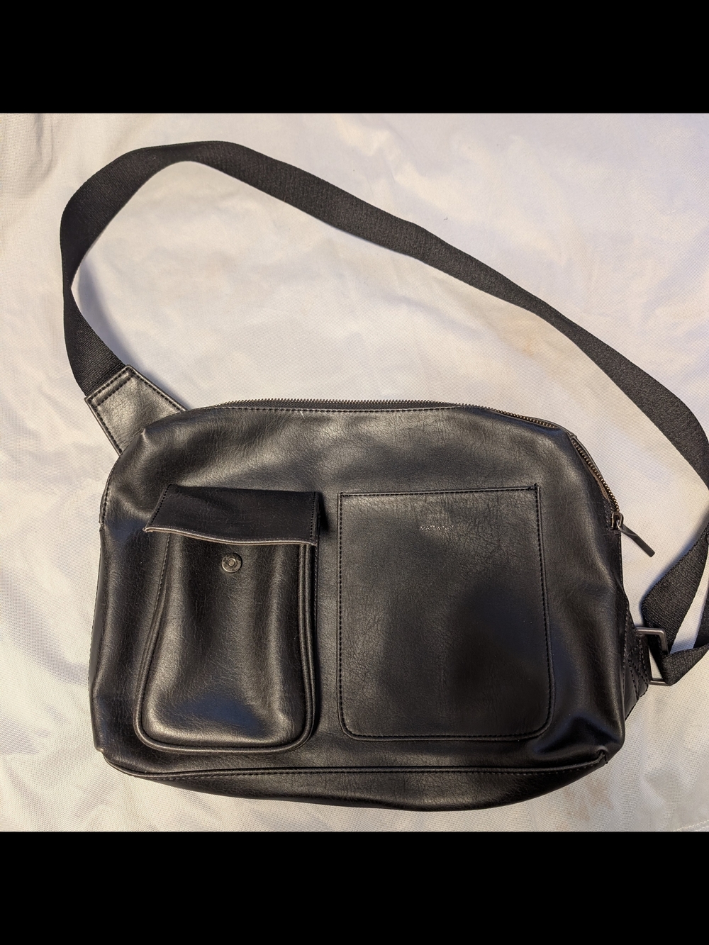 Matt & Nat Black Vegan Leather Crossbody Messenger Bag